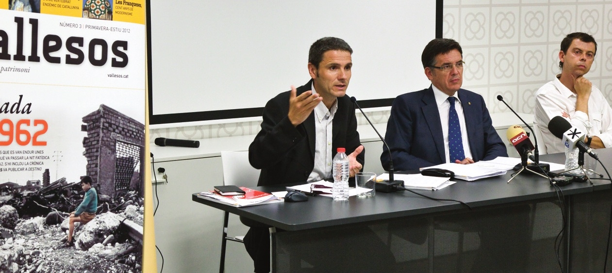 El conseller Recoder  i Francesc Mauri presenten el Vallesos de la riuada 